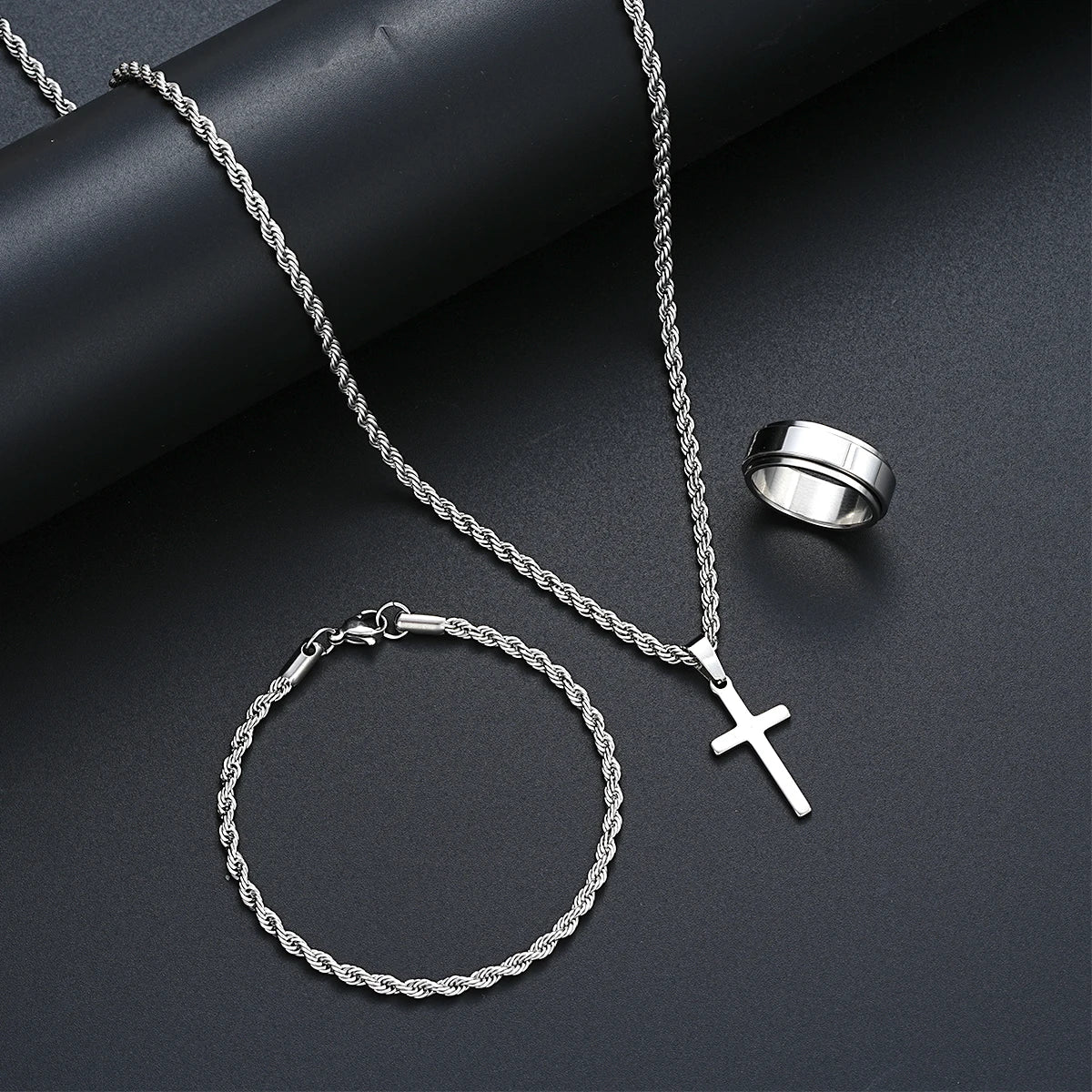 Stainless Steel Cross Jewelry Set