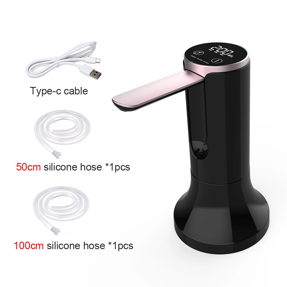 Raugee Electric Water Dispenser Pump – Foldable, Rechargeable, LCD Display, for 4.5L–19L Gallon Bottles
