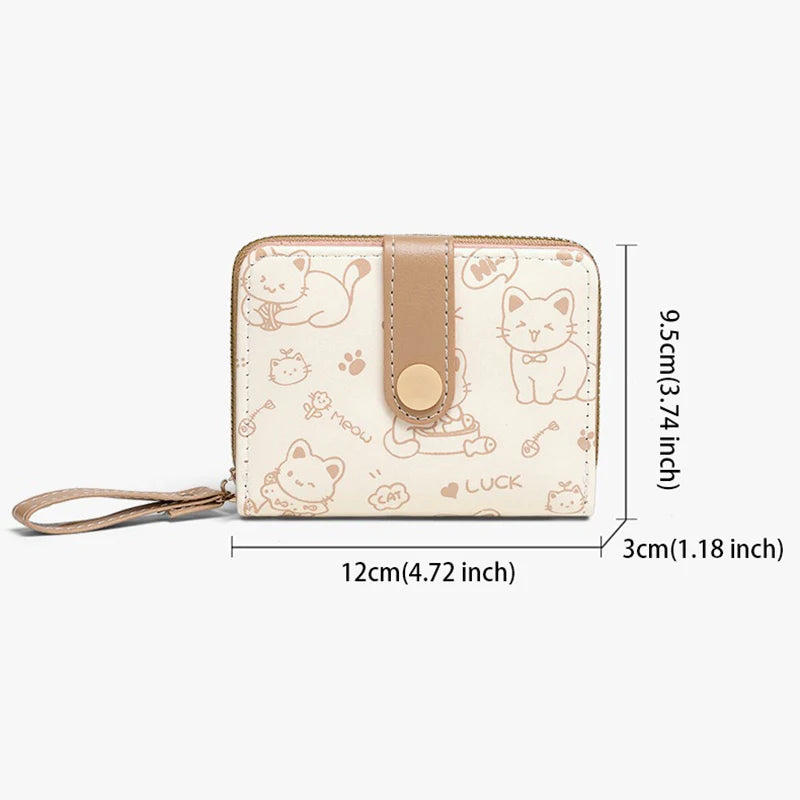 Cute Cat Wallet for Women – PU Leather Card Holder Purse with Coin Pocket