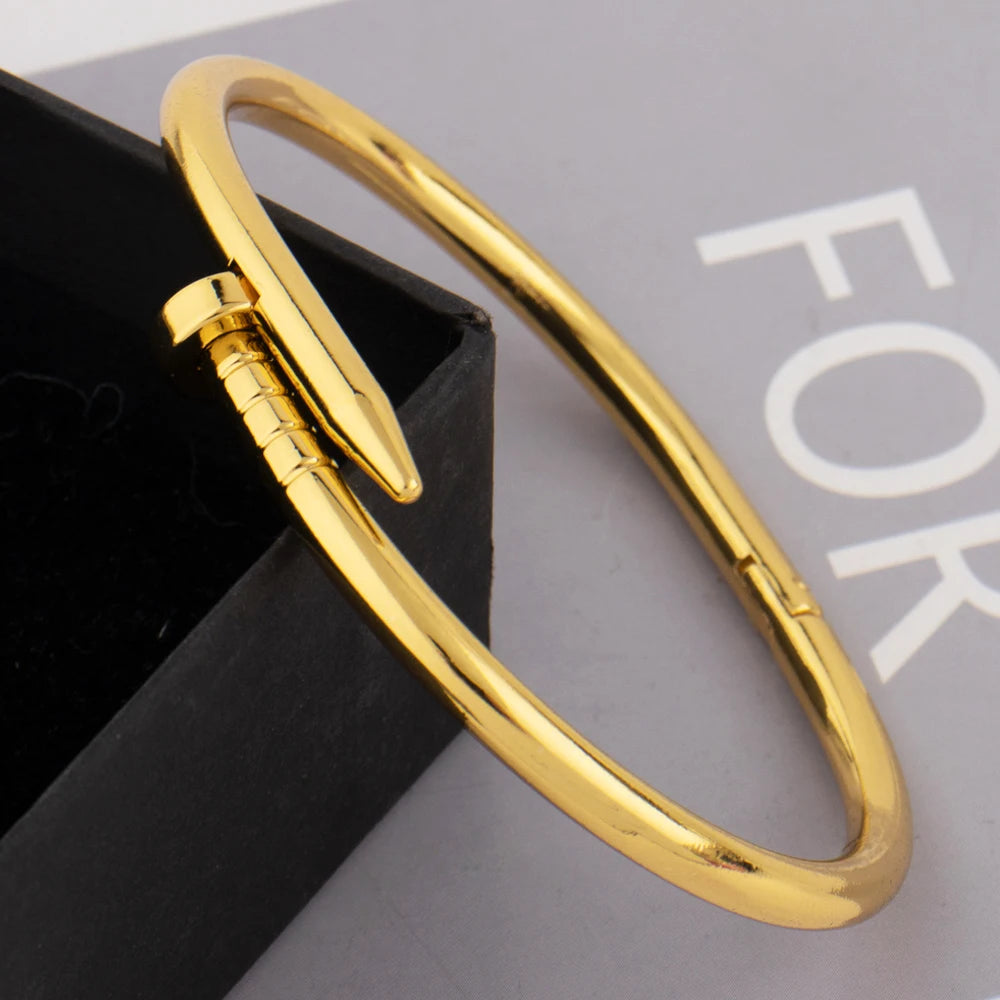 Gold Plated Steel Bangle Bracelet