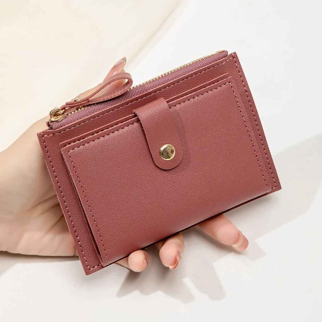 Women's Mini PU Leather Wallet – Ultra-Thin Card Holder & Coin Purse