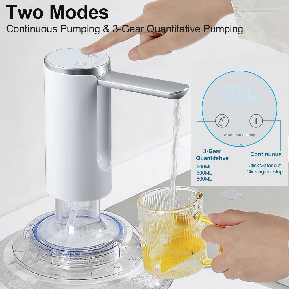 Raugee Electric Water Dispenser Pump – Foldable, Rechargeable, LCD Display, for 4.5L–19L Gallon Bottles