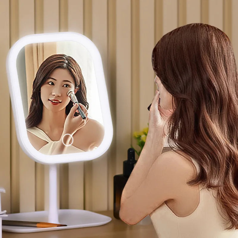 LED Vanity Mirror with 3-Color Lighting – Desktop Makeup Mirror for Bedroom