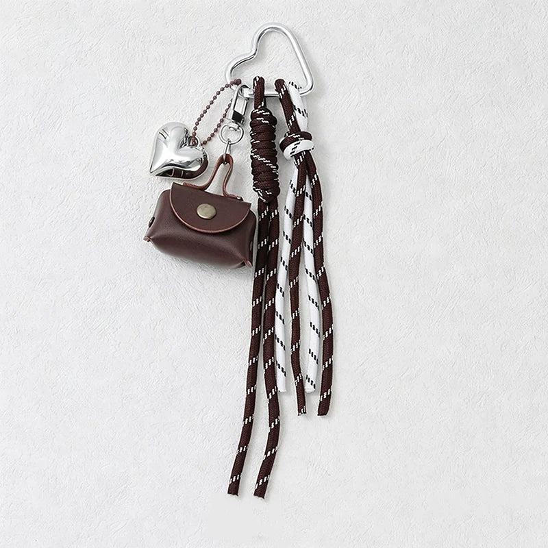 Leather Braided Bag Charm – Mini Bow Pendant for Handbags, Keys & Phone