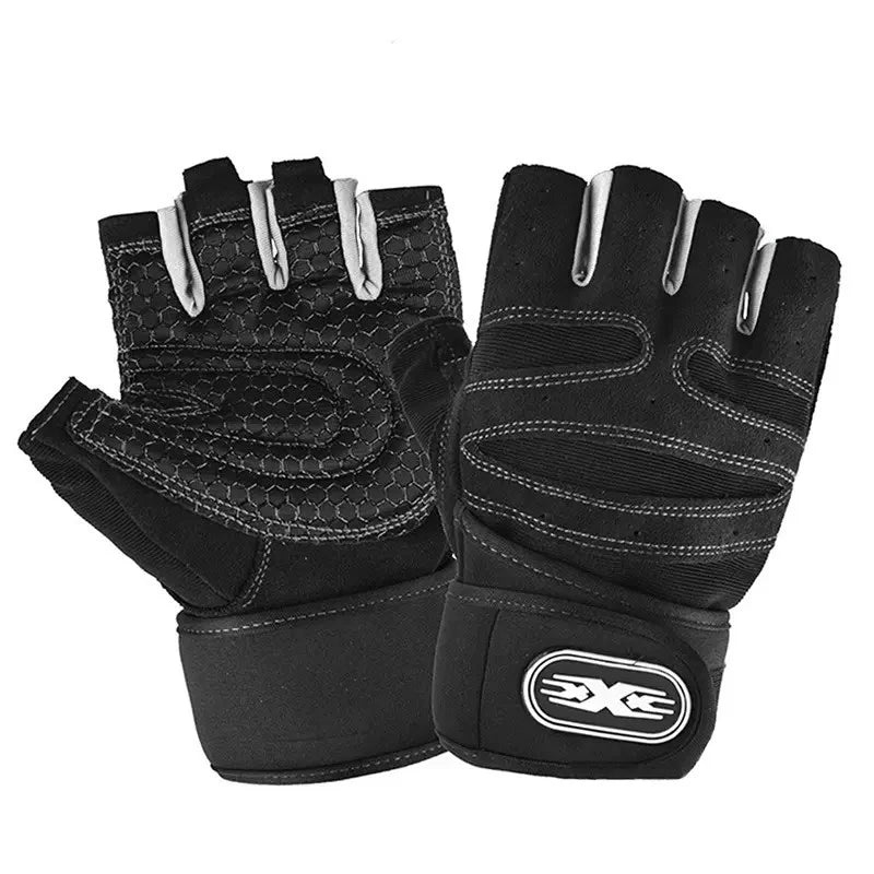 Half-Finger Workout Gloves with Wrist Wrap – Cycling, Lifting & MTB, Unisex M-XL