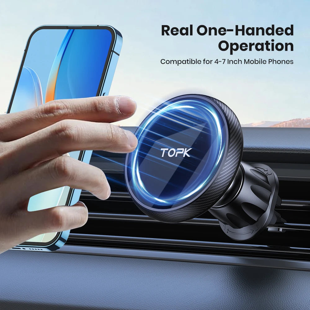 Magnetic Car Phone Holder – MagSafe Compatible, Air Vent Mount, One-Hand Operation