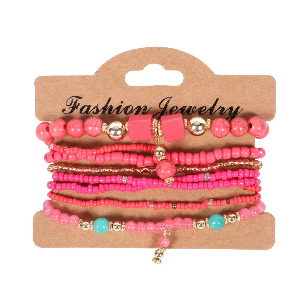 Bohemian Beaded Bracelet Set — Colorful Stackable