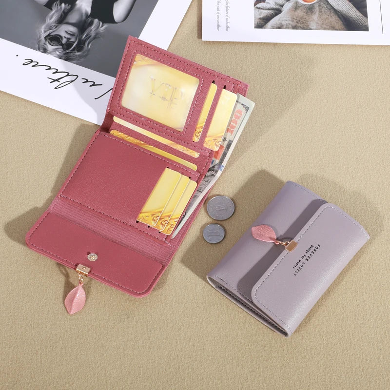 Women's Trifold Wallet – Minimalist PU Coin Purse & Credit Card Holder