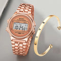 Women's Retro LED Digital Watch – Stainless Steel Strap