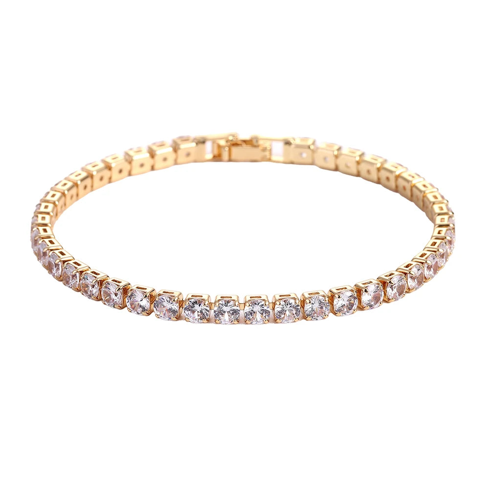 Cubic Zirconia Tennis Bracelet – Gold & Silver Chain