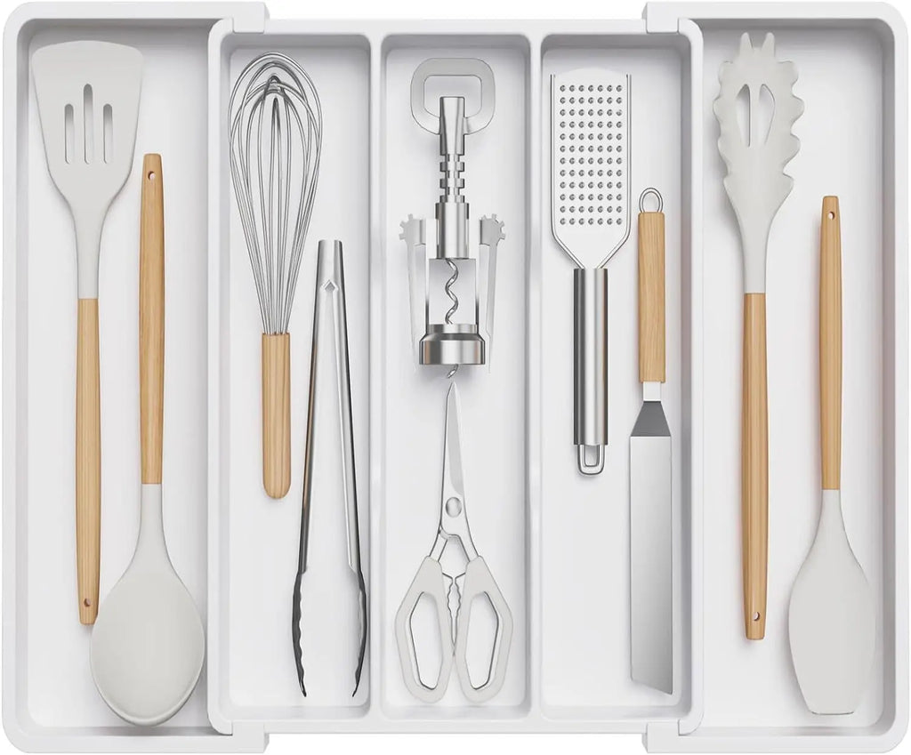 Expandable Silverware Drawer Organizer – Adjustable Utensil Tray for Cutlery & Flatware