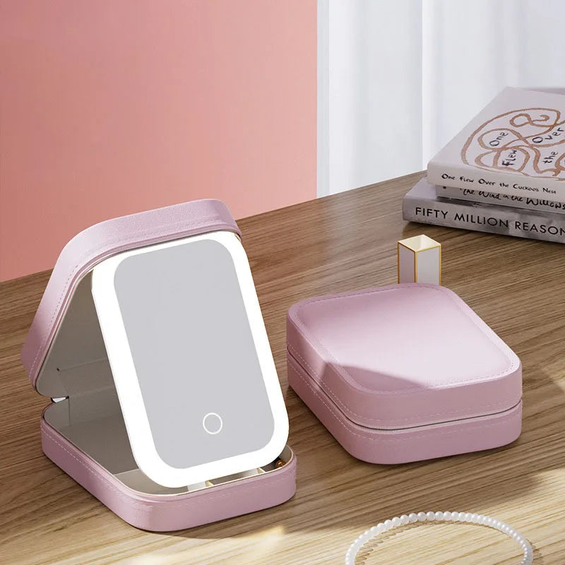 LED Makeup Bag with Mirror – Portable Lighted Cosmetic Case for Women