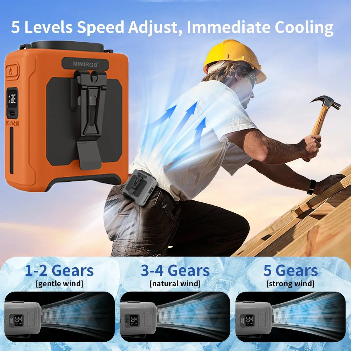 Portable Waist & Neck Fan 3-in-1 – 10000mAh Power Bank, LED Light, 5 Speeds