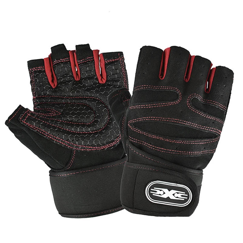 Half-Finger Workout Gloves with Wrist Wrap – Cycling, Lifting & MTB, Unisex M-XL