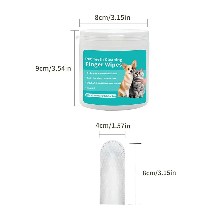 Disposable Pet Finger Toothbrush — Teeth Cleaning Wipes