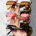 3-Pack Square Rimless Sunglasses – UV400 Protection, Mirror Lenses | Unisex