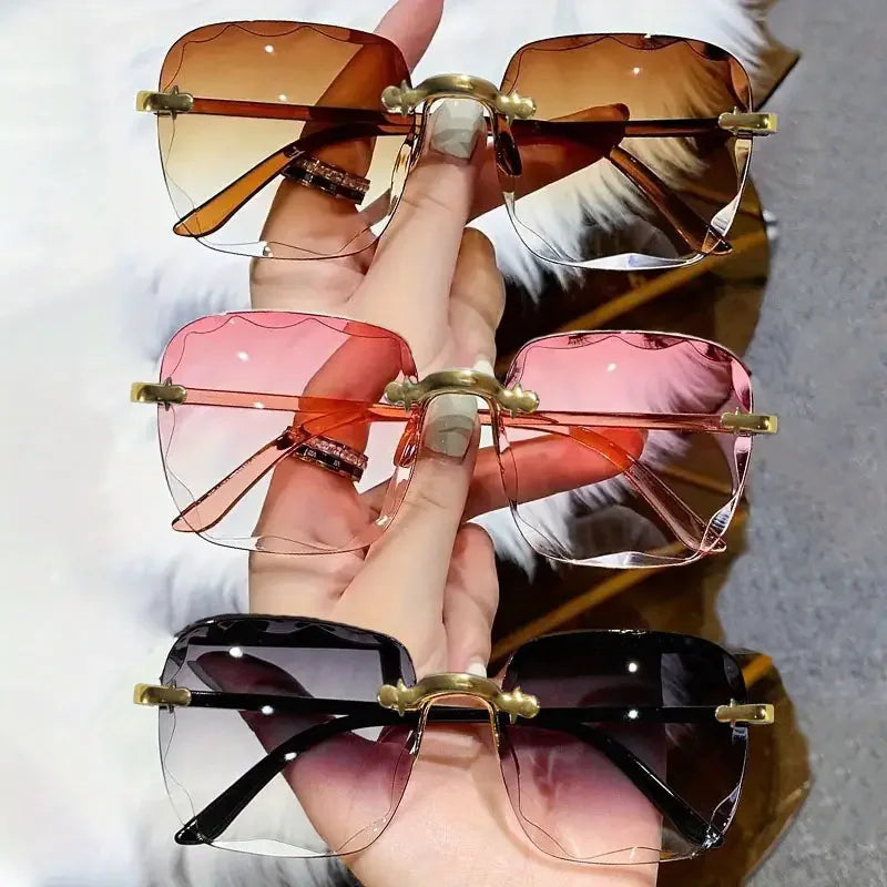 3-Pack Square Rimless Sunglasses – UV400 Protection, Mirror Lenses | Unisex