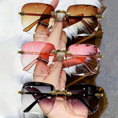 3-Pack Square Rimless Sunglasses – UV400 Protection, Mirror Lenses | Unisex
