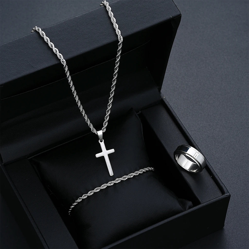 Stainless Steel Cross Jewelry Set
