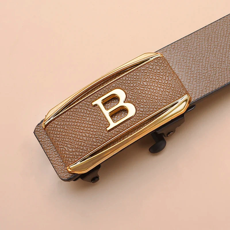 Men's Automatic Buckle Belt – Toothless PU Leather, Formal & Casual Wear