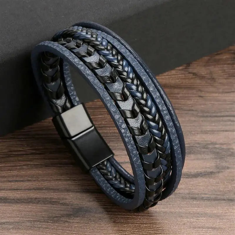 Men's Leather Charm Bracelet
