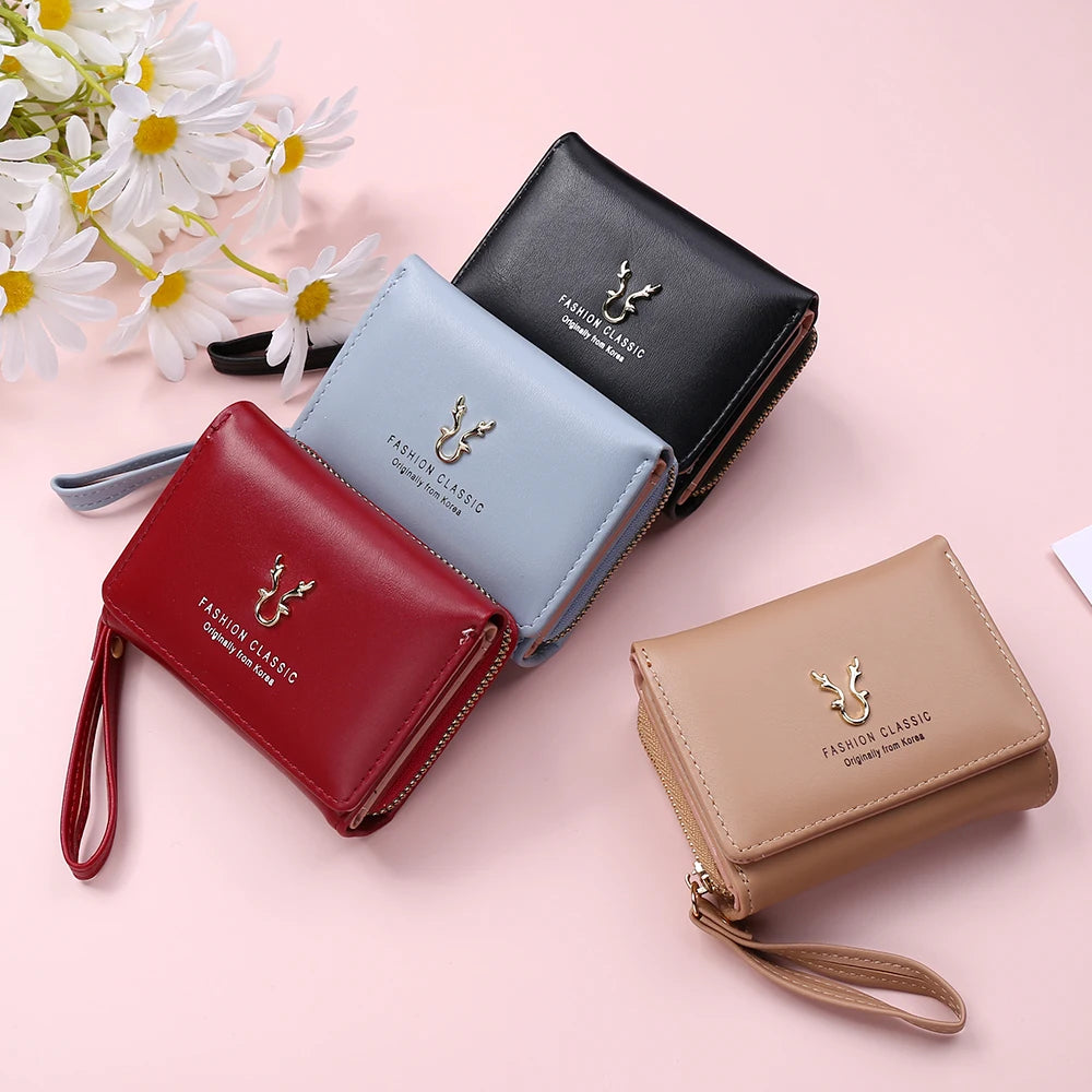 Women's Mini Sequin Wallet – PU Leather Card Holder with Coin Purse