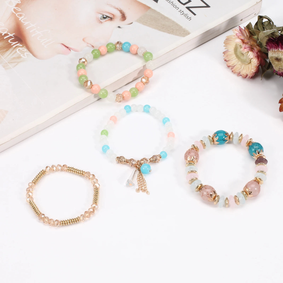 Bohemian Stackable Bead Bracelets — Charm Pendant