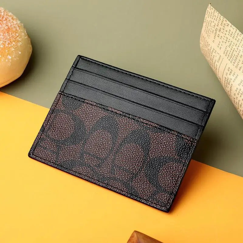 Ultra-Thin PU Leather Card Holder – Anti-Degaussing Geometric Design