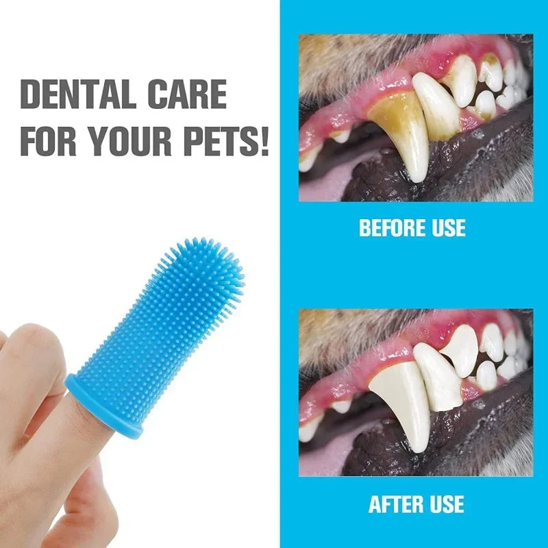 Silicone 360° Finger Toothbrush for Dogs & Cats – Non-Toxic, Breath Care, with Storage Case