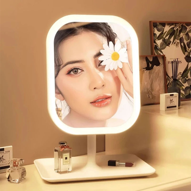 LED Vanity Mirror with 3-Color Lighting – Desktop Makeup Mirror for Bedroom