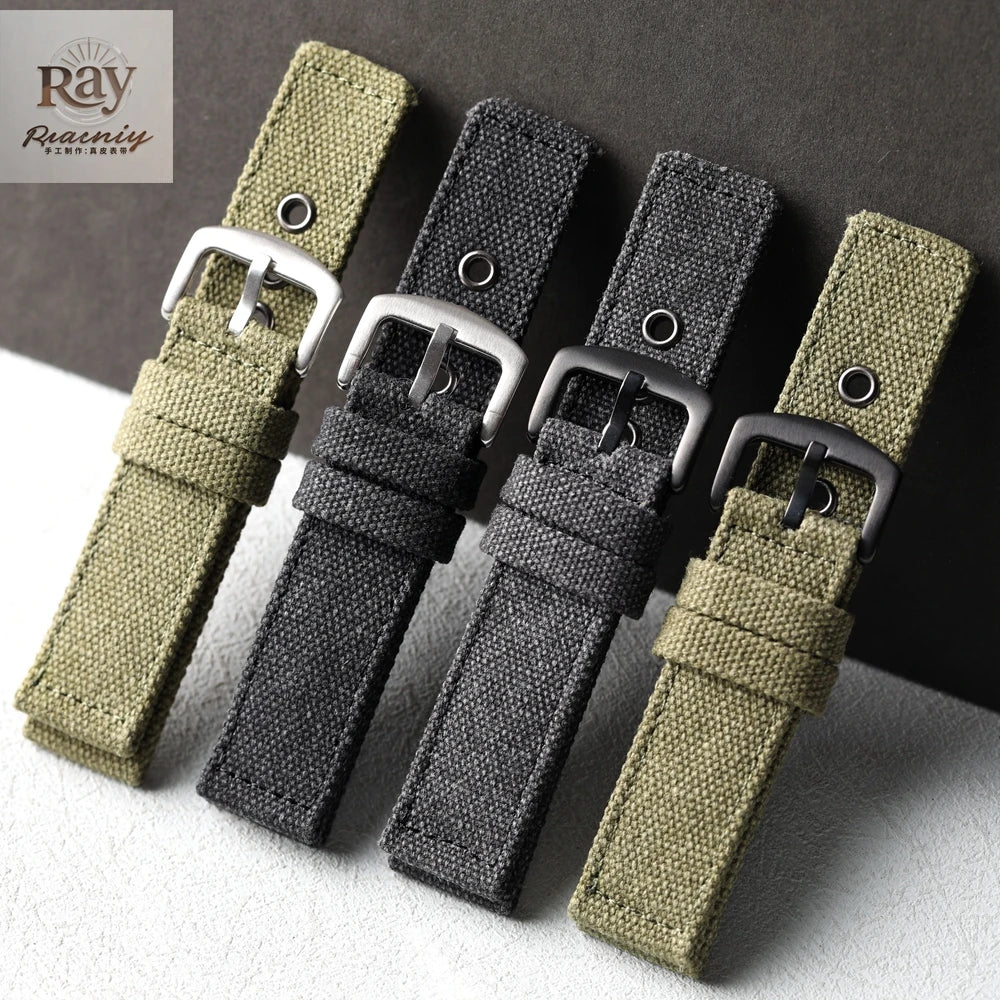 Canvas Watch Band Strap — 20/22/24mm Waterproof