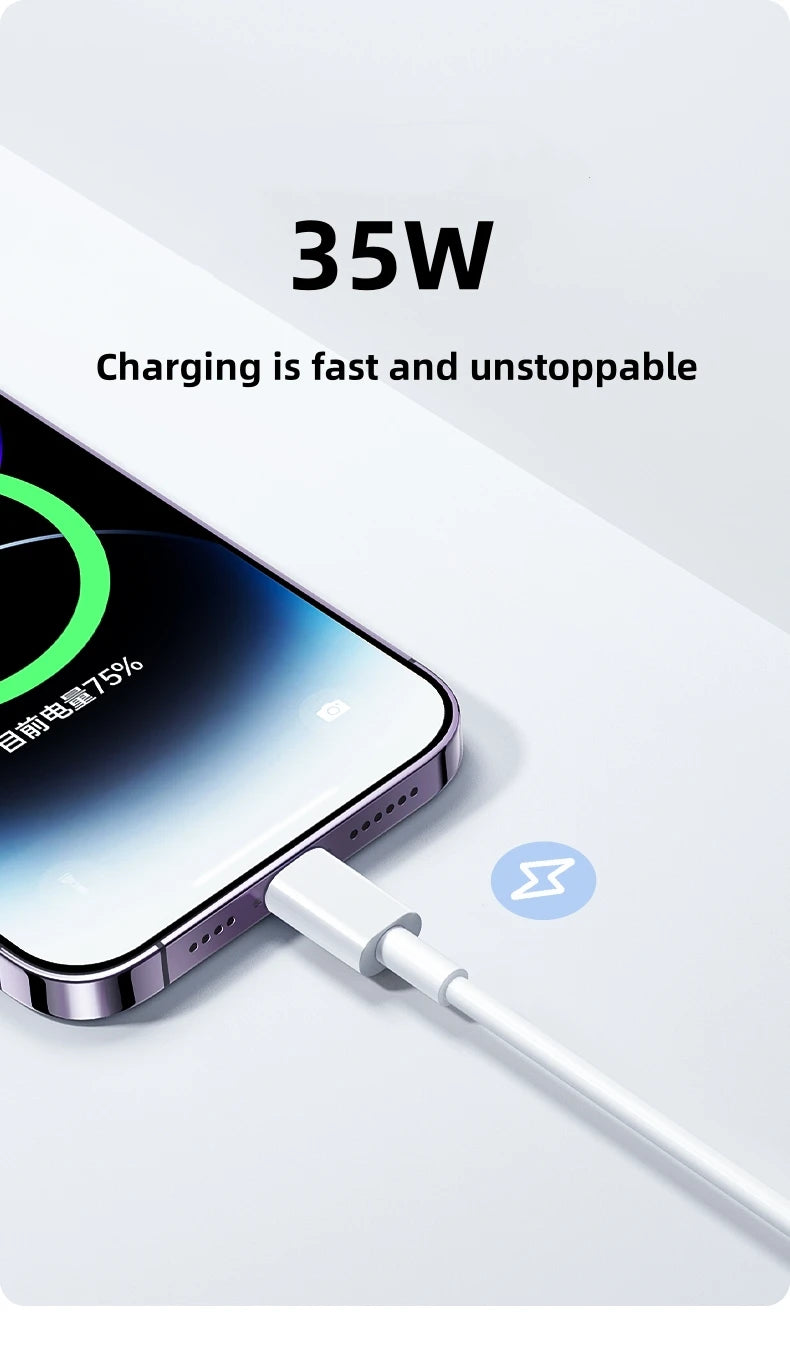 USB-C Fast Charging Cable & Charger for iPhone – 35W PD, 60W, 1M/1.5M/2M