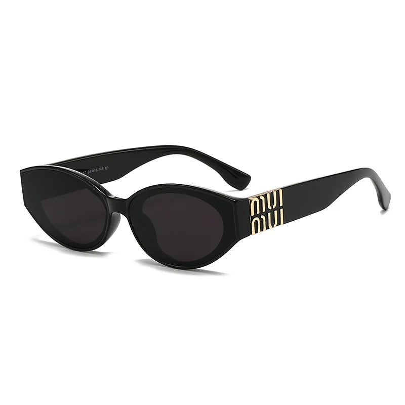 Women's Oval Cat-Eye Sunglasses – UV400 Gradient Lenses, Gold Logo Detail | 6 Colors