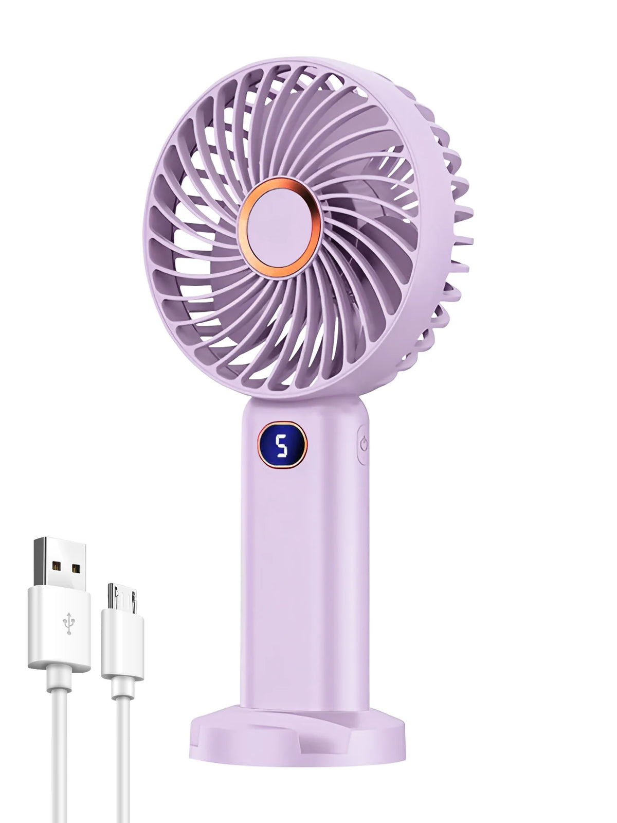 Sweetfull Portable Handheld Fan – USB Rechargeable, Digital Display, 5-Speed, Brushless & Quiet (7 Colors)