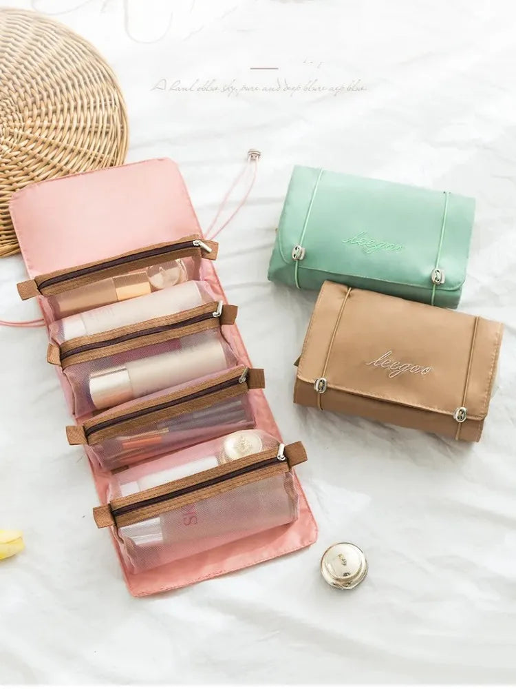 4-in-1 Detachable Makeup Bag – Foldable Large Capacity Travel Toiletry Organizer